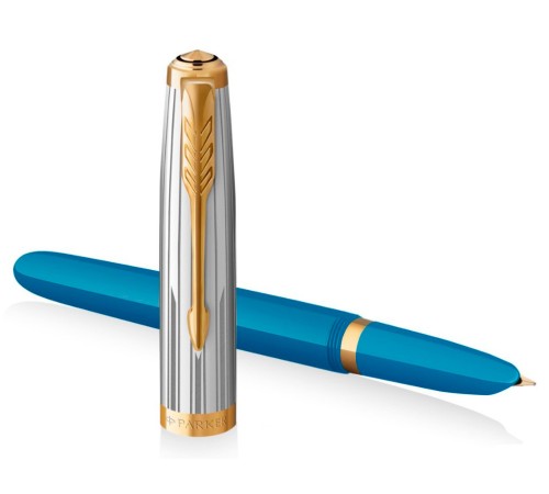 Ручка перьев. Parker 51 Premium (CW2169078) Turquoise GT F сталь нержавеющая подар.кор. Ручка перьев. Parker 51 Premium (CW2169078) Turquoise GT F сталь нержавеющая подар.кор.
