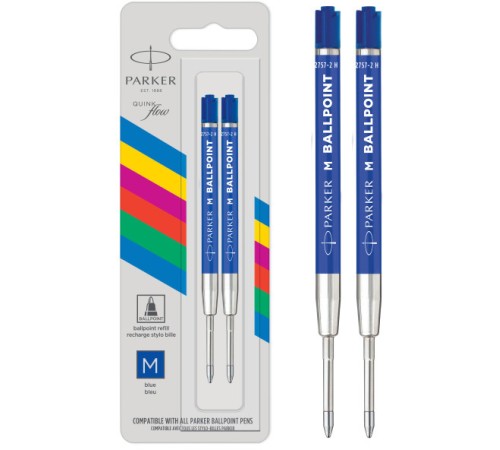 Стержень шариковый Parker QuinkFlow Basic Z09 (CW2166544) M 0.7мм синие чернила блистер (2шт)