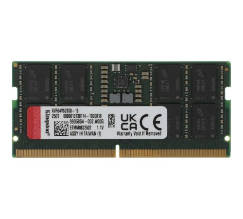 Модуль памяти OEM 16GB Kingston DDR5 6400 SO DIMM Non-ECC, CL52, 1.1V, 1RX8, RTL