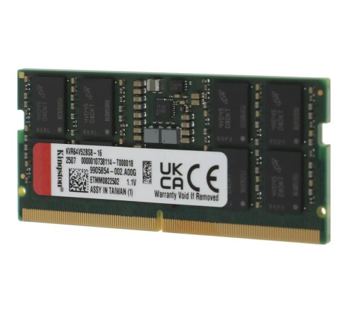 Модуль памяти OEM 16GB Kingston DDR5 6400 SO DIMM Non-ECC, CL52, 1.1V, 1RX8, RTL