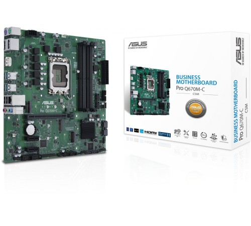 Материнская плата ASUS PRO Q670M-C-CSM, LGA1700, Q670, 4*DDR5, 2*DP+HDMI, SATA 6.0, M.2, RAID, USB 3.2*4, USB 2.0*2,  mATX; 90MB19E0-M0EAYC (PRO Q670M-C-CSM)