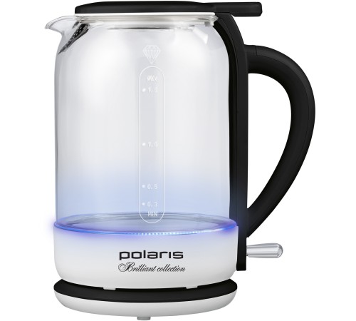 Чайник электрический Polaris PWK 1753CGL 1.5л. 1950Вт белый/черный (корпус: пластик/стекло)