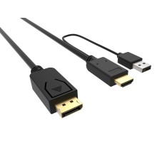 Кабель аудио-видео Buro HDMI (m)/DisplayPort (m) 2м. Позолоченные контакты черный (HDMI-DP-2M)