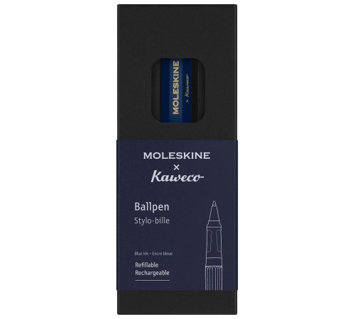 Ручка шариков. Moleskine Kaweco (KAWBALLPENBLUE) синий d=1мм син. черн. подар.кор. Ручка шариков. Moleskine Kaweco (KAWBALLPENBLUE) синий d=1мм син. черн. подар.кор.