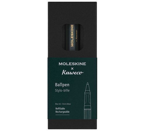Ручка шариков. Moleskine Kaweco (KAWBALLPENGRN) Bottle Green d=1мм син. черн. подар.кор. шестигр.
