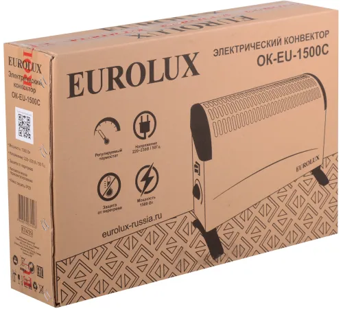Конвектор Eurolux ОК-EU-1500C белый, 1500 Вт, 20 м2, термостат