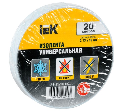 Изолента IEK ш.15мм 20м белый (упак.:1шт) (UIZ-13-10-K01) Изолента IEK ш.15мм 20м белый (упак.:1шт) (UIZ-13-10-K01)