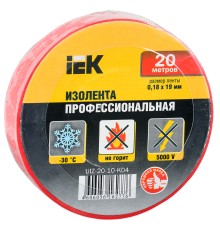 Изолента IEK ш.19мм 20м красный (упак.:1шт) (UIZ-20-10-K04)