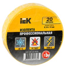 Изолента IEK ш.19мм 20м желтый (упак.:1шт) (UIZ-20-10-K05)