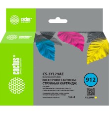 Картридж струйный Cactus CS-3YL79AE 912 желтый (5мл) для HP OfficeJet 8010/8012/8013/8014