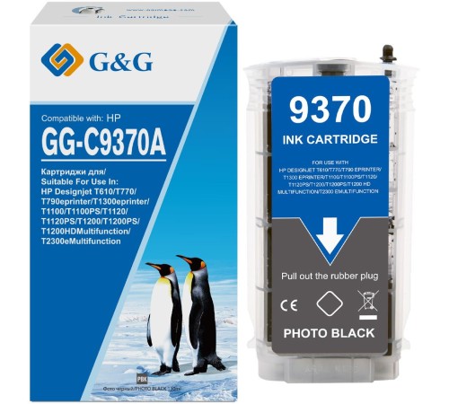 Картридж струйный G&G GG-C9370A фото черный (130мл) для HP Designjet T610/T770/T790eprinter/T1300eprinter/T1100