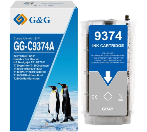 Картридж струйный G&G GG-C9374A серый (130мл) для HP Designjet T610/T770/T790eprinter/T1300eprinter/T1100
