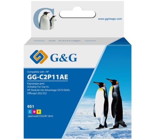 Картридж струйный G&G GG-C2P11AE 651 многоцветный (12мл) для HP DeskJet 5575/5645