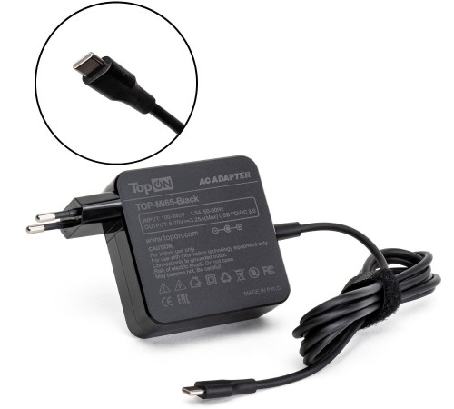 Блок питания TopON TOP-MI65 автоматический 65W 5V-20.3V 3.25A от бытовой электросети Блок питания TopON TOP-MI65 автоматический 65W 5V-20.3V 3.25A от бытовой электросети