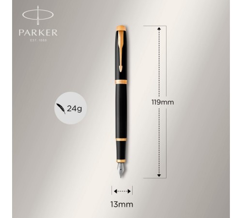 Ручка перьев. Parker IM Core F321 (CW1931645) Black GT F сталь нержавеющая подар.кор.