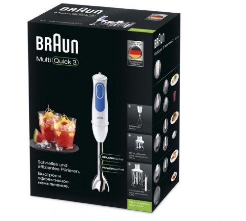 Блендер погружной Braun MQ3045WH APERITIVE 700Вт белый/синий Блендер погружной Braun MQ3045WH APERITIVE 700Вт белый/синий