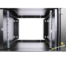 Шкаф коммутационный ЦМО ШРН-ЭКОНОМ (ШРН-Э-9.350-9005) настенный 9U 600x350мм пер.дв.стекл 85кг черный 300мм 13.86кг 180град. 476мм