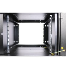 Шкаф коммутационный ЦМО ШРН-ЭКОНОМ (ШРН-Э-9.350-9005) настенный 9U 600x350мм пер.дв.стекл 85кг черный 300мм 13.86кг 180град. 476мм