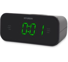 Радиобудильник Hyundai H-RCL221 черный LCD подсв:зеленая часы:цифровые FM
