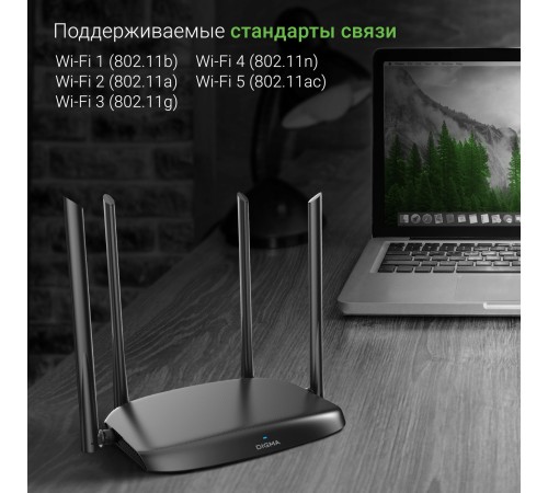 Роутер беспроводной Digma DWR-AC1201 AC1200 10/100BASE-TX черный (упак.:1шт) Роутер беспроводной Digma DWR-AC1201 AC1200 10/100BASE-TX черный (упак.:1шт)