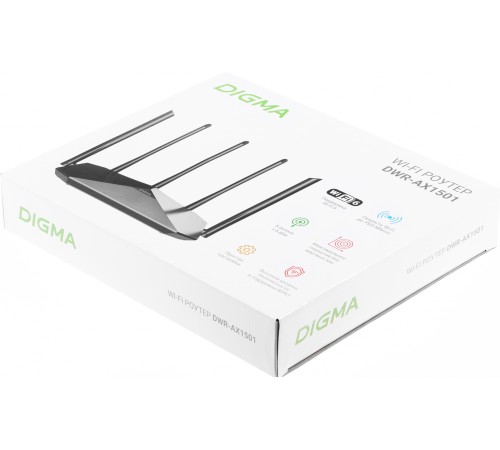 Роутер беспроводной Digma DWR-AX1501 AX1500 10/100/1000BASE-TX черный (упак.:1шт)