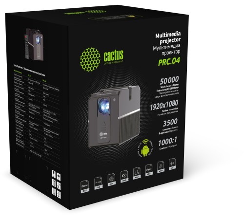 Cactus Проектор CS-PRC.04WT.WUXGA-A белый {LCD 3200Lm 2000:1 (30000час) 1xUSB typeA 1xHDMI 1.35кг}