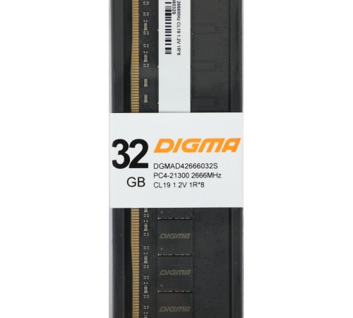 Память DDR4 32Gb 2666MHz Digma DGMAD42666032S RTL PC4-21300 CL19 DIMM 288-pin 1.2В single rank Ret Память DDR4 32Gb 2666MHz Digma DGMAD42666032S RTL PC4-21300 CL19 DIMM 288-pin 1.2В single rank Ret
