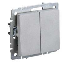 Выключатель IEK Brite ВС10-2-0-БрА скрыт. 2кл. алюминий (упак.:1шт) (BR-V20-0-10-K47)