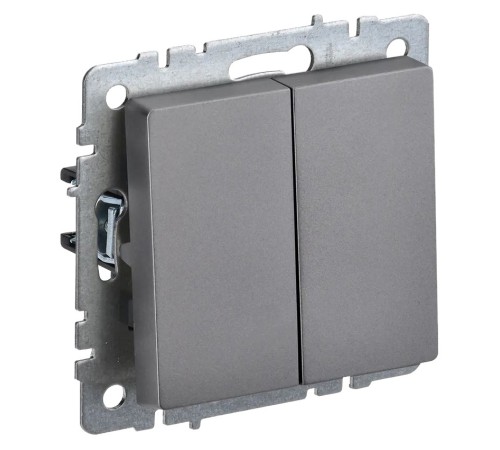 Выключатель IEK Brite ВС10-2-0-БрС скрыт. 2кл. сталь (упак.:1шт) (BR-V20-0-10-K46)