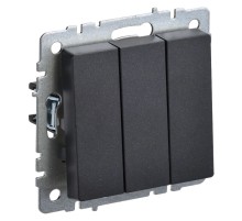 Выключатель IEK Brite ВС10-3-0-БрЧ скрыт. 3кл. черный (упак.:1шт) (BR-V30-0-10-K02)