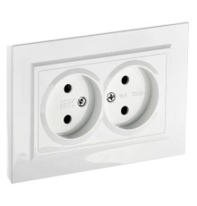 Розетка силов. IEK Brite РС12-2-БрБ BR-R20-10-K01-F двойн. скрыт. белый (упак.:1шт)