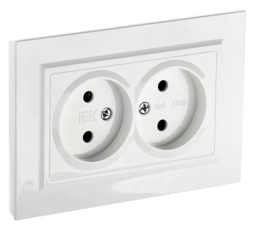 Розетка силов. IEK Brite РС12-2-БрБ BR-R20-10-K01-F двойн. скрыт. белый (упак.:1шт)