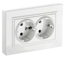 Розетка силов. IEK Brite РС12-3-БрБ BR-R21-16-K01-F двойн. скрыт. зазем. белый (упак.:1шт)