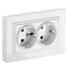 Розетка силов. IEK Brite РС12-3-БрБ BR-R21-16-K01-F двойн. скрыт. зазем. белый (упак.:1шт)