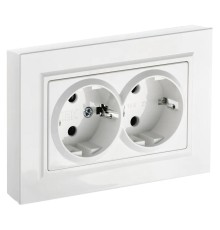 Розетка силов. IEK Brite РСш12-3-БрБ BR-R24-16-K01-F двойн. скрыт. зазем. штор. белый (упак.:1шт)