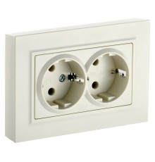 Розетка силов. IEK Brite РСш12-3-БрКр BR-R24-16-K10-F двойн. скрыт. зазем. штор. бежевый (упак.:1шт)
