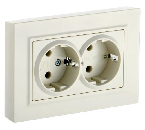 Розетка силов. IEK Brite РСш12-3-БрКр BR-R24-16-K10-F двойн. скрыт. зазем. штор. бежевый (упак.:1шт)