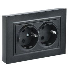 Розетка силов. IEK Brite РСш12-3-БрЧ BR-R24-16-K02-F двойн. скрыт. зазем. штор. черный (упак.:1шт)