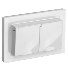 Розетка силов. IEK Brite РСбш12-3-44-БрБ BR-R26-16-44-K01-F двойн. скрыт. зазем. штор. крыш. IP44 белый (упак.:1шт)