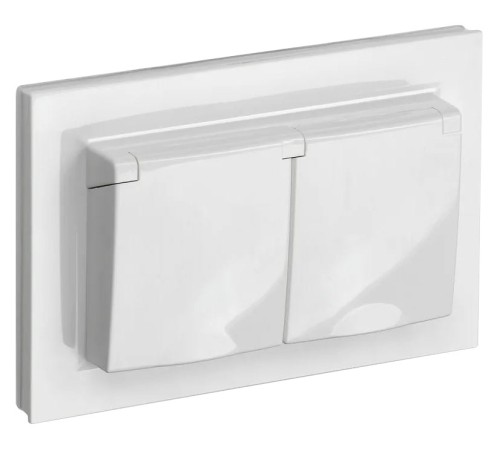 Розетка силов. IEK Brite РСбш12-3-44-БрБ BR-R26-16-44-K01-F двойн. скрыт. зазем. штор. крыш. IP44 белый (упак.:1шт)