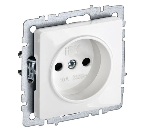 Розетка силов. IEK Brite РС10-1-0-БрБ BR-R10-10-K01 одинар. скрыт. белый (упак.:1шт)