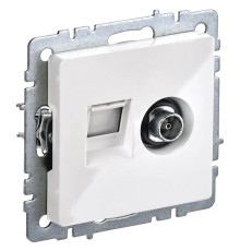 Розетка комп/телев. IEK Brite РТВ/РК12-БрКр BR-AK20-1-K01 концевая скрыт. штор. белый (упак.:1шт)