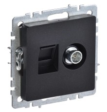 Розетка комп/телев. IEK Brite BR-AK20-1-K02 концевая скрыт. штор. черный (упак.:1шт)