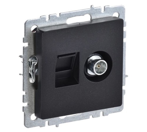 Розетка комп/телев. IEK Brite BR-AK20-1-K02 концевая скрыт. штор. черный (упак.:1шт)