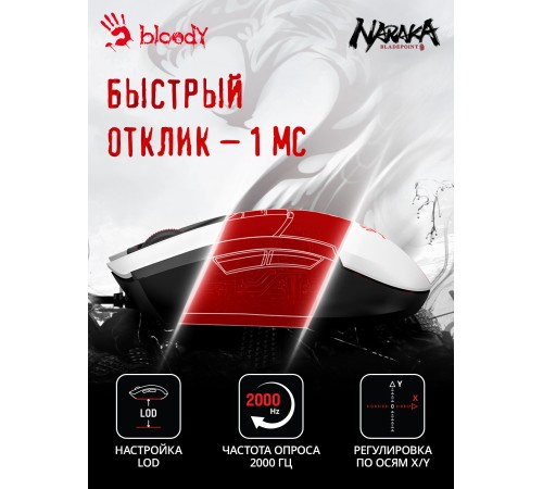 Мышь A4Tech Bloody L65 Max белый/рисунок оптическая (12000dpi) USB (6but) Мышь A4Tech Bloody L65 Max белый/рисунок оптическая (12000dpi) USB (6but)