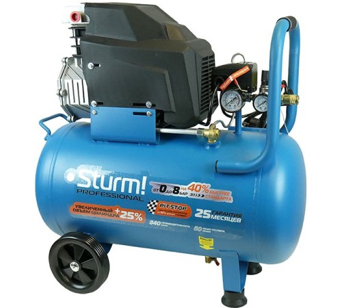 Sturm! AC93150P Воздушный компрессор Sturm!, 2000 Вт, 50л, 340л/мин, 8бар, 2850об/мин Professional [AC93150P]