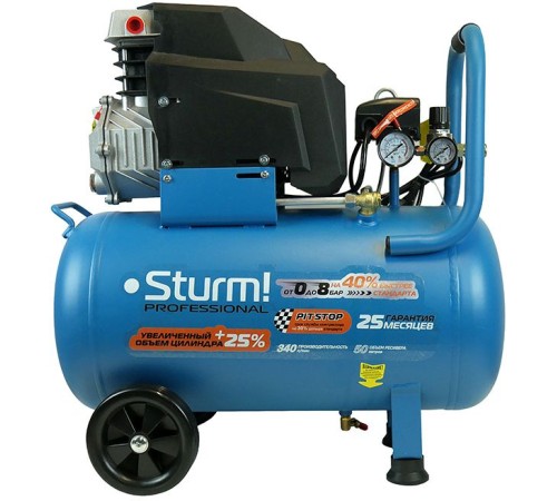 Sturm! AC93150P Воздушный компрессор Sturm!, 2000 Вт, 50л, 340л/мин, 8бар, 2850об/мин Professional [AC93150P]