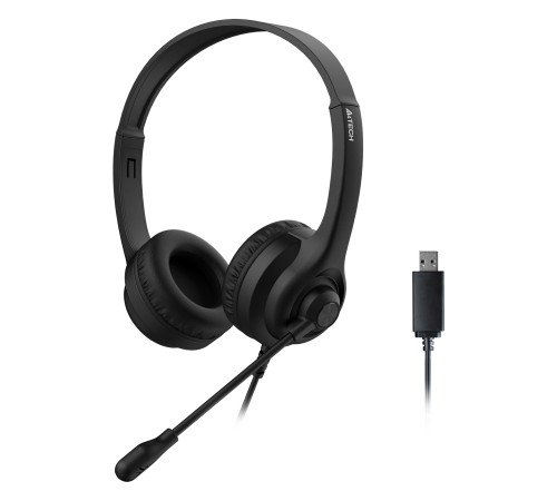 Наушники с микрофоном A4Tech HU-8 черный 2м накладные USB оголовье Наушники с микрофоном A4Tech HU-8 черный 2м накладные USB оголовье