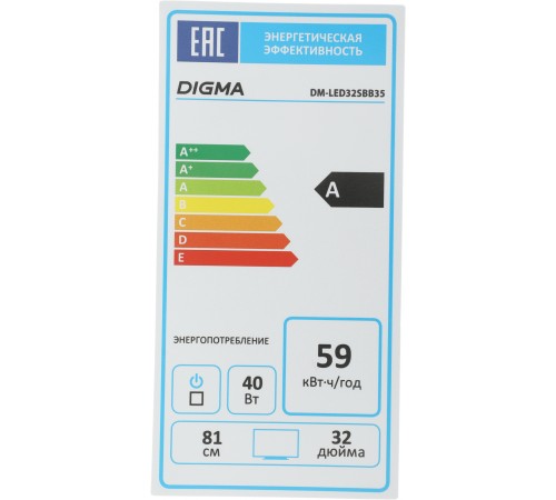 Телевизор LED Digma 32" DM-LED32SBB35 Яндекс.ТВ Slim Design черный/черный FULL HD 60Hz DVB-T DVB-T2 DVB-C DVB-S DVB-S2 USB WiFi Smart TV