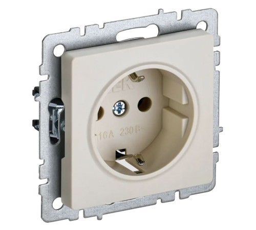 Розетка силов. IEK Brite РС11-1-0-БрКр BR-R11-16-K10 одинар. скрыт. зазем. бежевый (упак.:1шт)